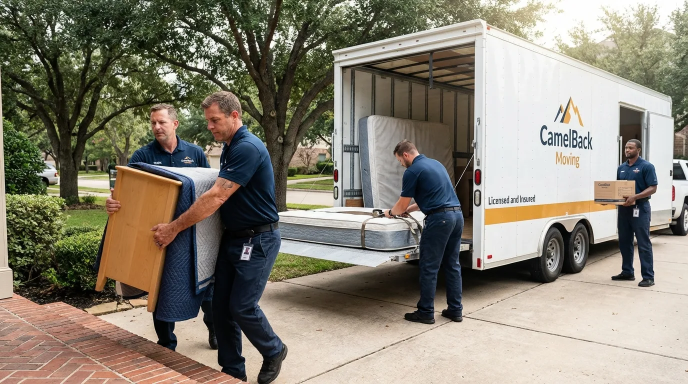 Crew loading residential truck for cross-state move from Worcester, NY